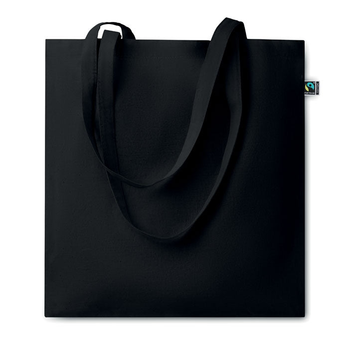 5oz Coloured Fairtrade Cotton Tote Bag in Black Fairtrade & Organic Tote Bags Black and White London