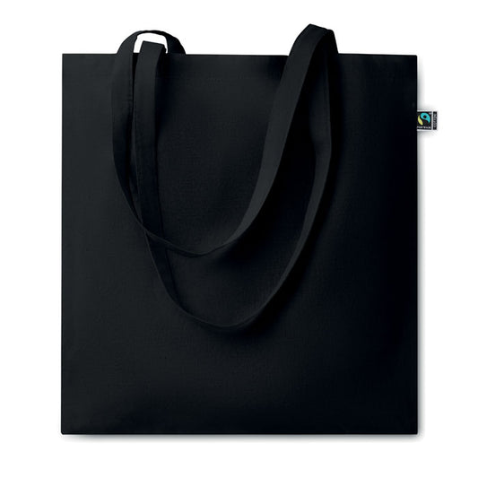 5oz Coloured Fairtrade Cotton Tote Bag in Black Fairtrade & Organic Tote Bags Black and White London