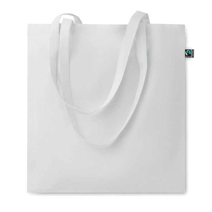 5oz Coloured Fairtrade Cotton Tote Bag in White Fairtrade & Organic Tote Bags Black and White London