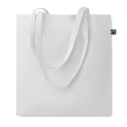 5oz Coloured Fairtrade Cotton Tote Bag in White Fairtrade & Organic Tote Bags Black and White London
