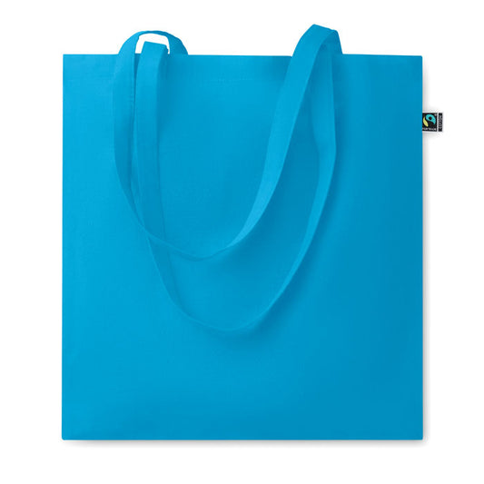 5oz Coloured Fairtrade Cotton Tote Bag in Cyan Blue Fairtrade & Organic Tote Bags Black and White London