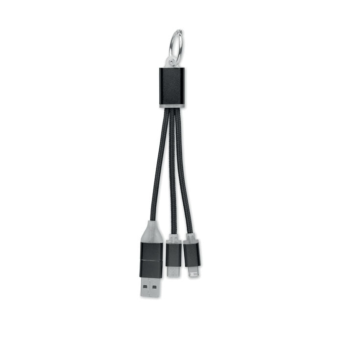 4-In-1 Metal Charging Cable Keyring Black and White London®