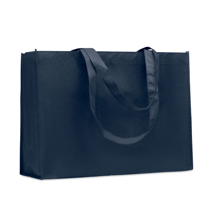 Recycled RPET. Landscape Non-Woven Tote Bag in Navy Blue Recycled Tote Bags Black and White London