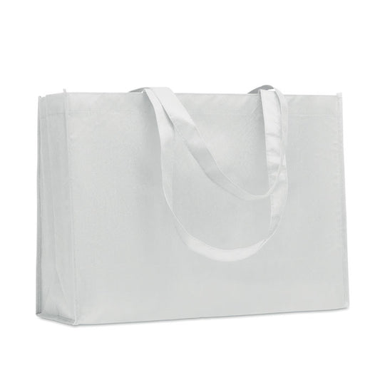 Recycled RPET. Landscape Non-Woven Tote Bag in White Recycled Tote Bags Black and White London