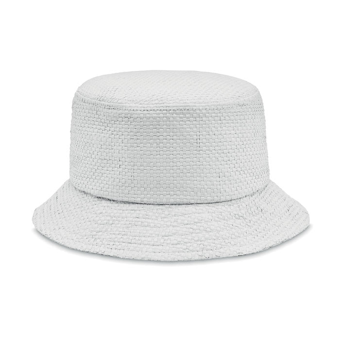 Straw Bucket Hat in White Hats & Caps Black and White London
