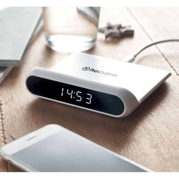 Desk LED Clock with Wireless Charger Wireless Chargers Black and White London