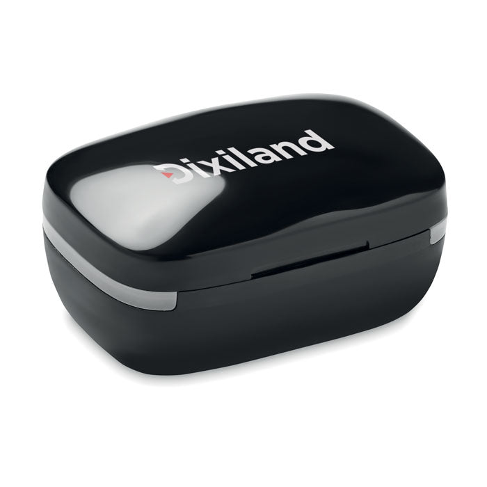 Black Wireless Earbuds in Charging Case  Black and White London