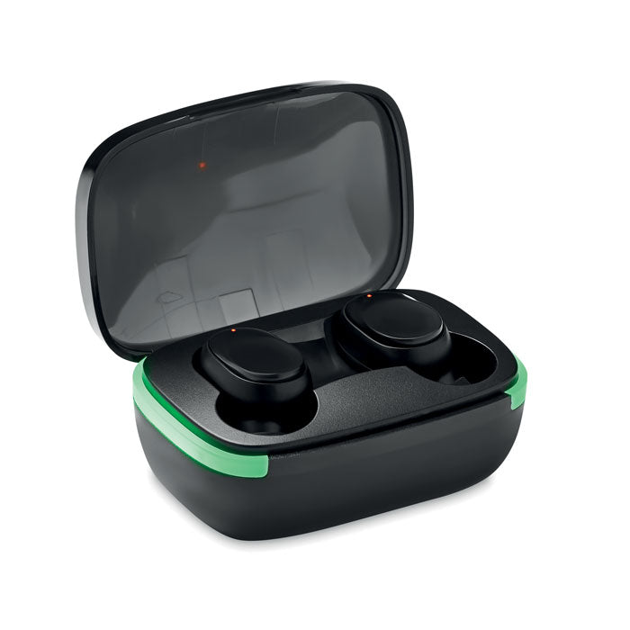 Black Wireless Earbuds in Charging Case  Black and White London
