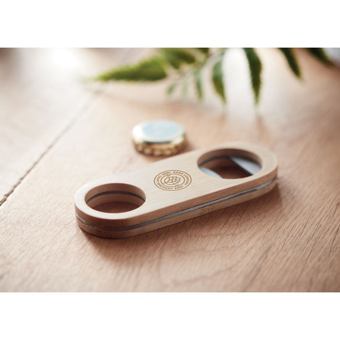 Oval Bamboo Bottle Opener Black and White London