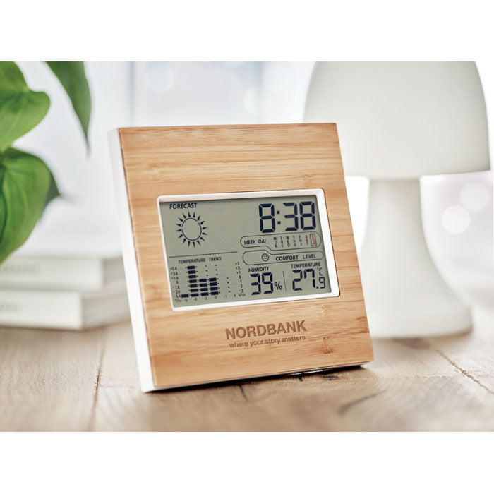 Weather Station Bamboo Front Black and White London