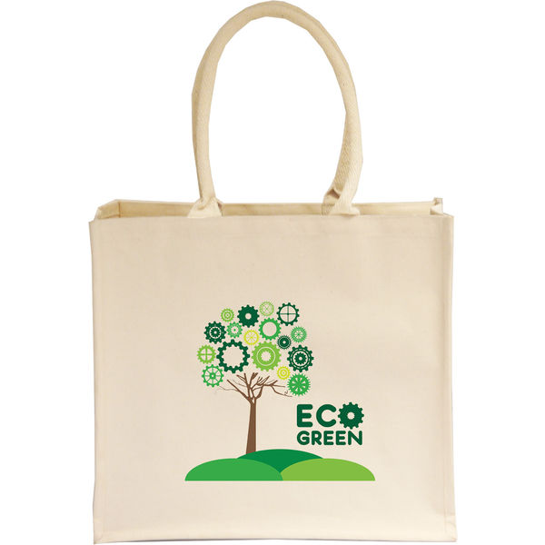 10oz Natural Canvas Large Laminated Shopper Cotton & Jute Bags Black and White London