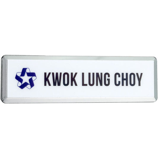 Personalised Metal Name Badge Badges Black and White London
