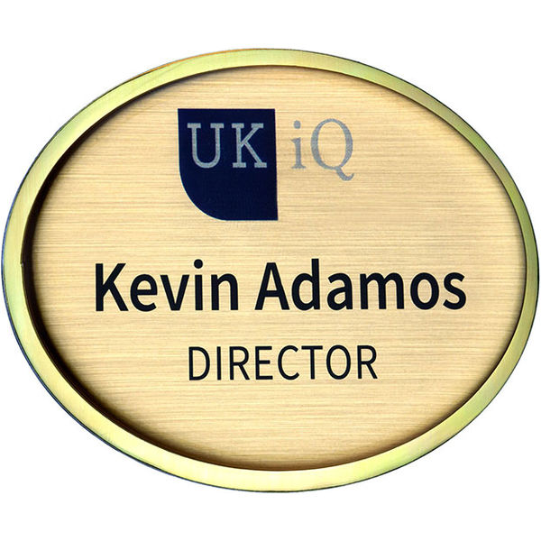 Personalised Domed Metal Name Badge Badges Black and White London