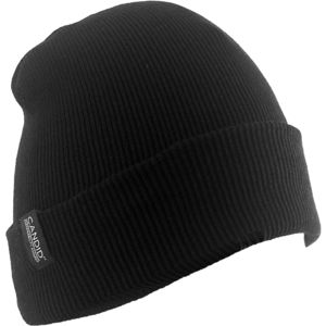 Recycled Roll Up Beanie Hat Black and White London