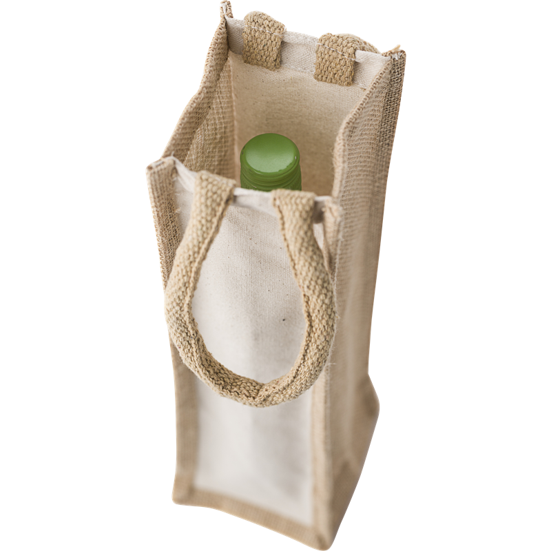 Cotton & Jute Wine Bottle Bag Black and White London