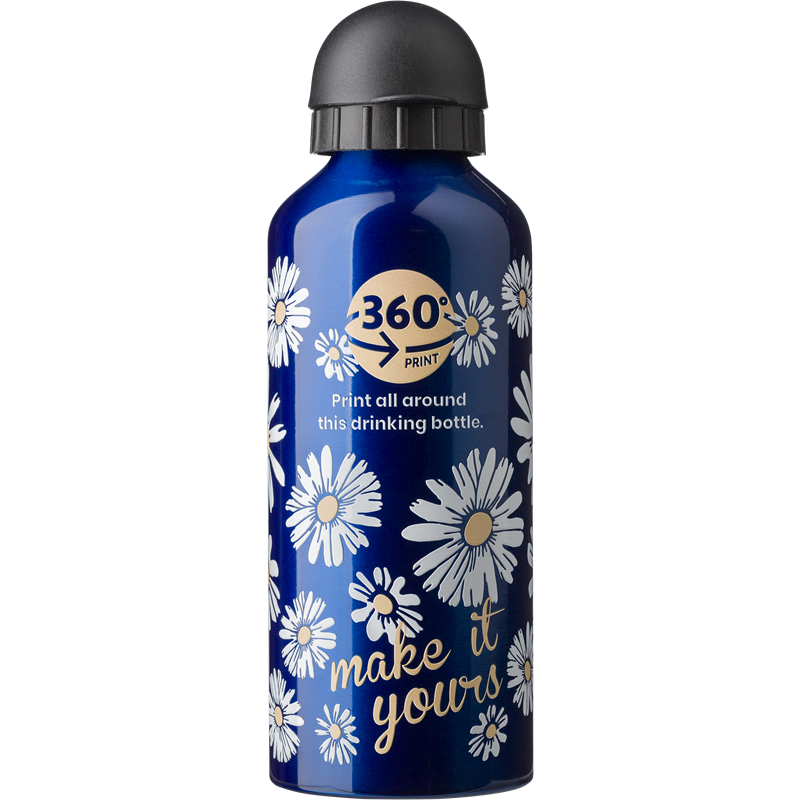 Digital Aluminium Drinking Bottle 650ml Black and White London