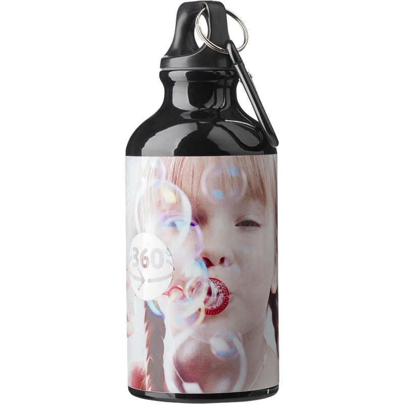 400ml Aluminium Water Bottle Metal Bottles Black and White London