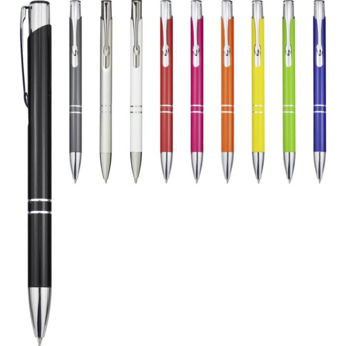 Moneta Aluminium Click Ballpoint Pen Metal Pens Black and White London