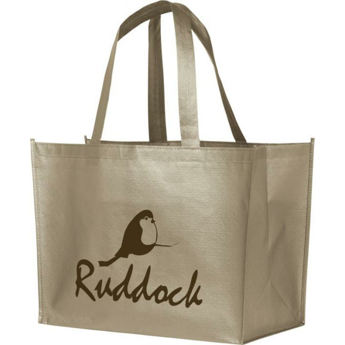 Alloy Metallic Laminated Non-Woven Shopper Non-Woven Tote Bags Black and White London