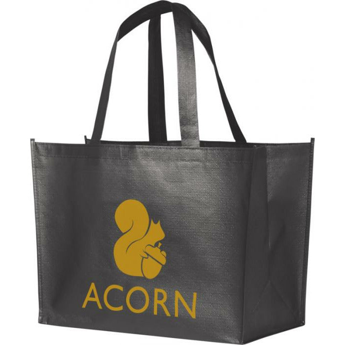Alloy Metallic Laminated Non-Woven Shopper Non-Woven Tote Bags Black and White London