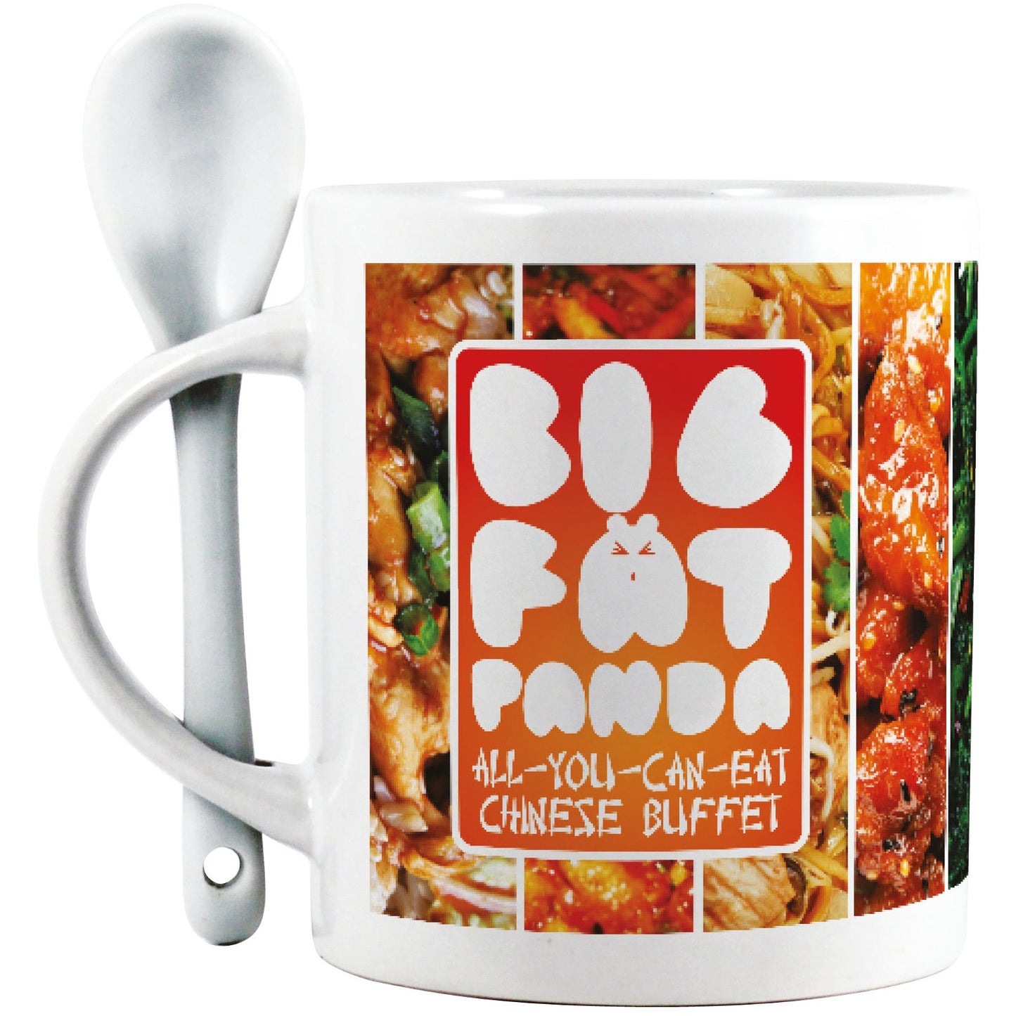 Duraglaze® Full Colour Spoon Mug White Ceramic Mugs Black and White London