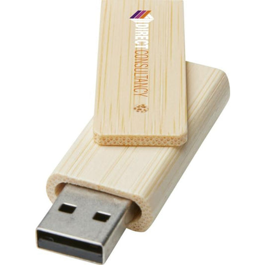 Rotate Bamboo USB Flash Drive  Black and White London