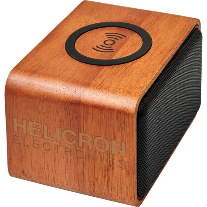 Wooden Speaker with Wireless Charging Pad Speakers Mahogany Wood  
