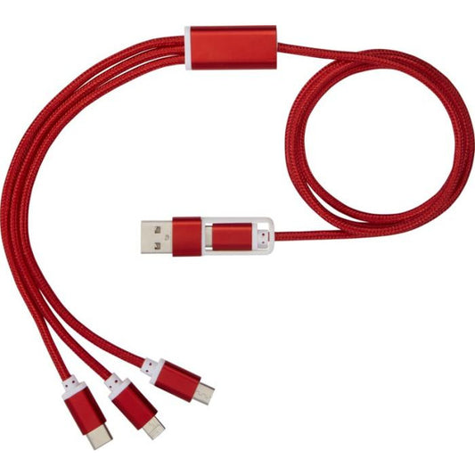 Versatile 5-in-1 Charging Cable  Red  