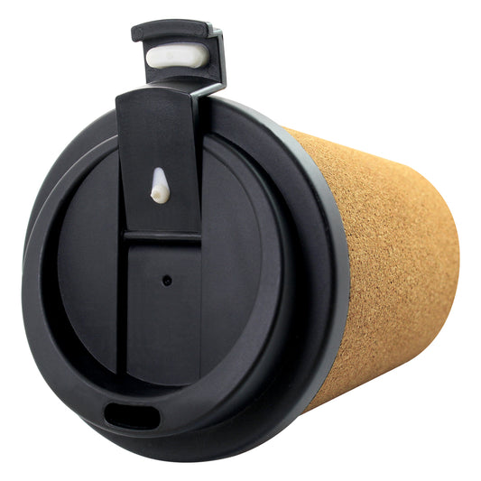 Cork Double Wall Travel Mug - 350ml Travel Cups Black and White London