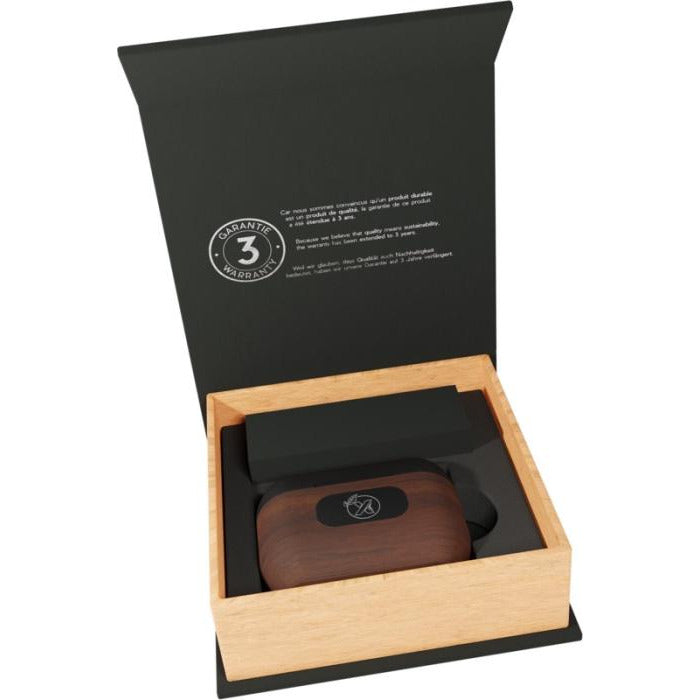 Walnut Wood Design Light-Up Wireless Earbuds Black and White London