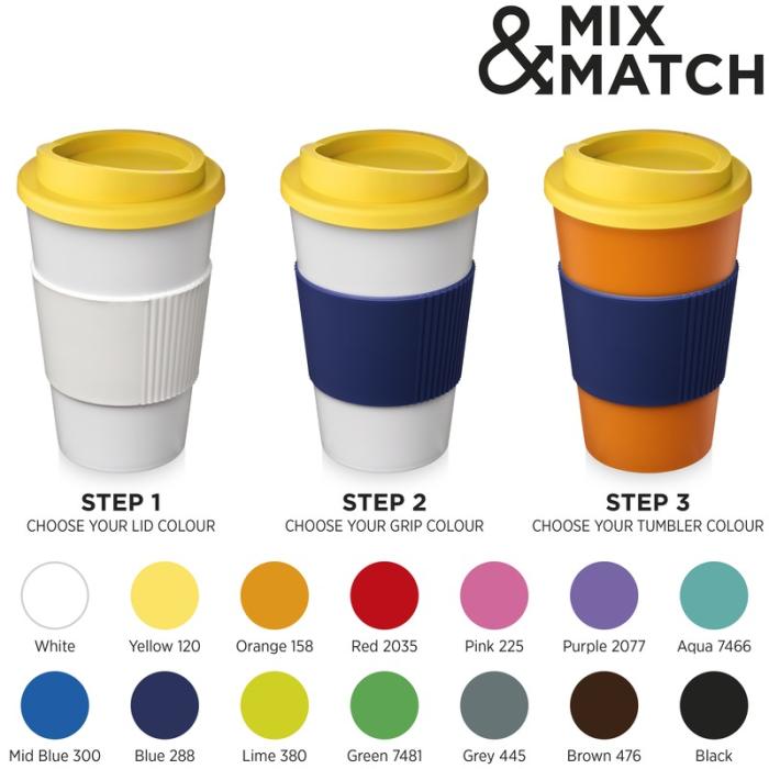 Americano® 350 ml Insulated Tumbler with Grip Travel Mugs Black and White London