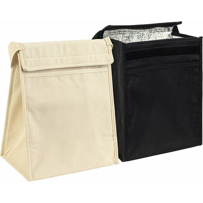 Marden Eco Cotton Lunch Cooler 6oz Cotton cotton webbing handle foil lining Black and White London