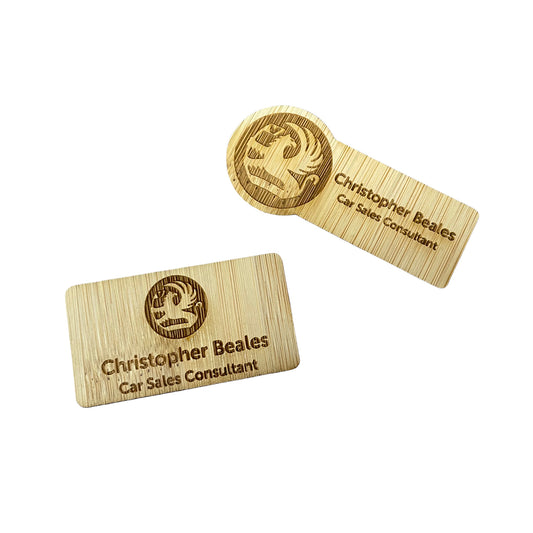 Bamboo Name Badges Badges Black and White London