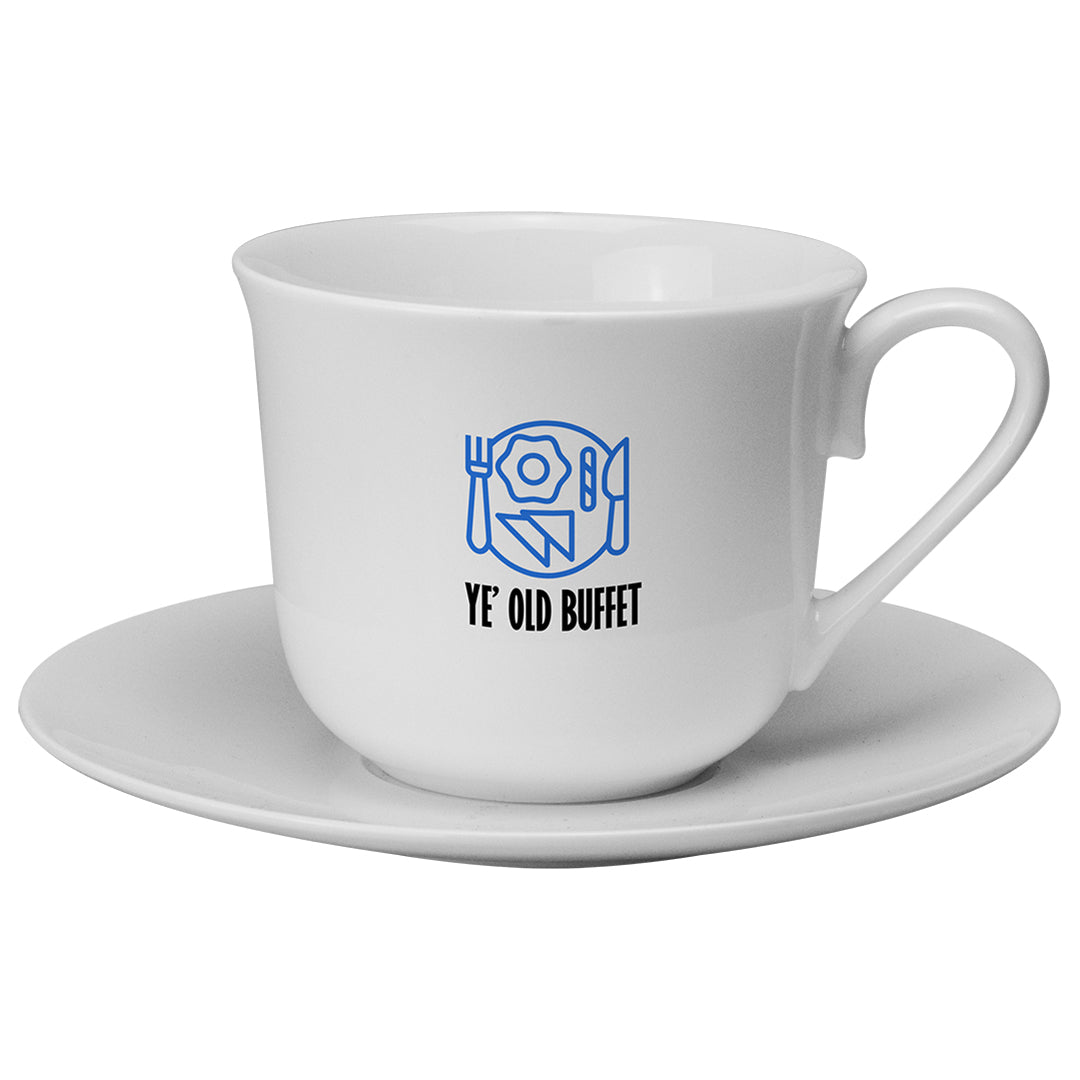 Breakfast Cup and Saucer Ceramic Mugs Black and White London