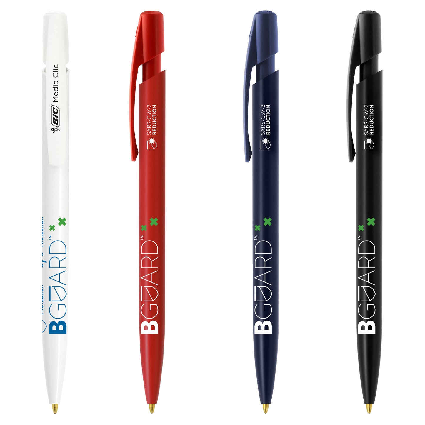 BIC® Media Clic BGUARD™ Antibacterial Ballpen SARS-CoV-2 logo BIC® Stationery Black and White London