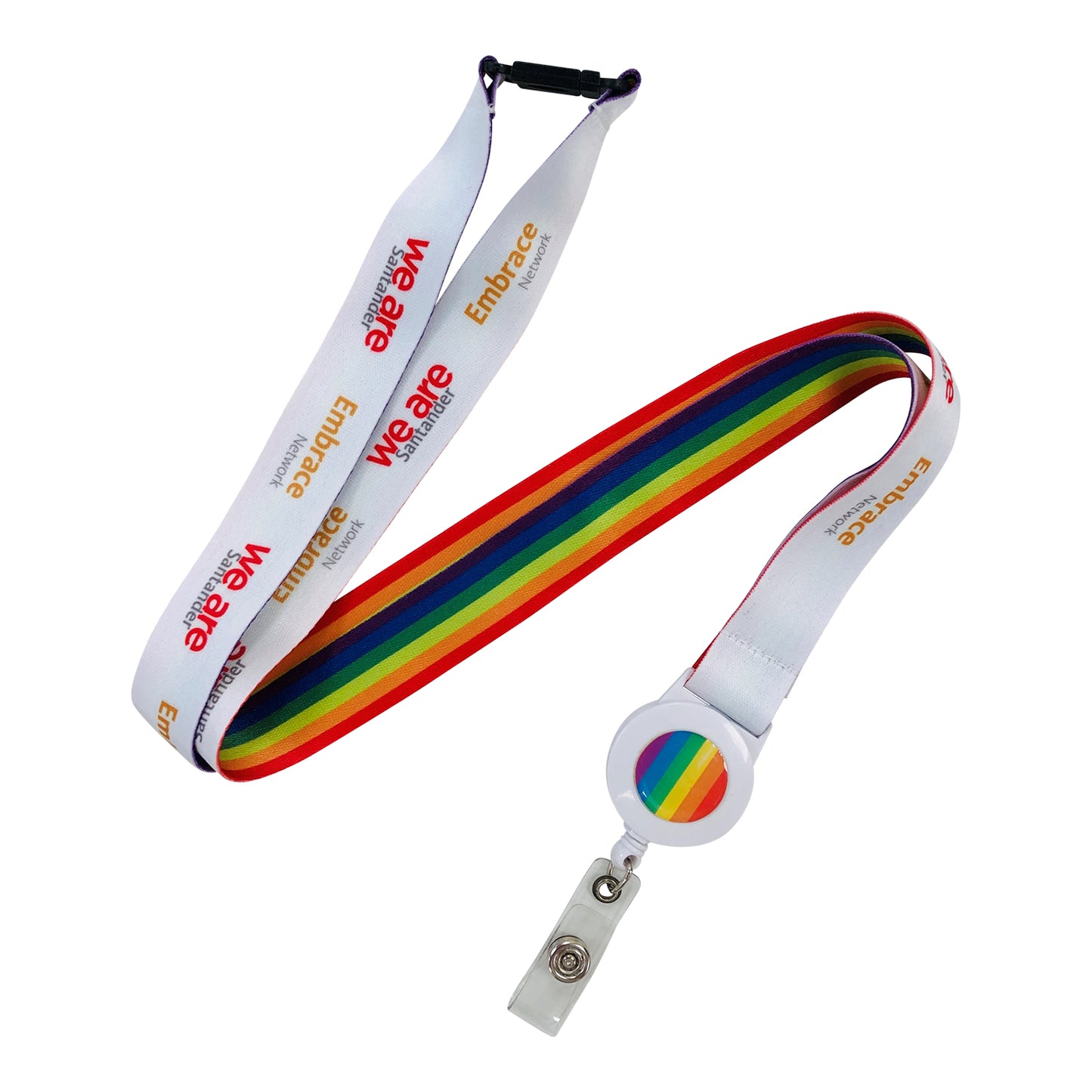 Dye Sublimation Lanyards with Pull Reel Black and White London