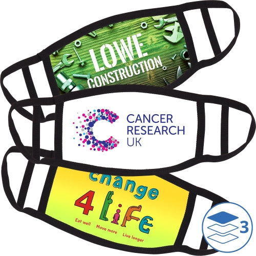 Full Colour Face Mask Double Ear Loop  Black and White London