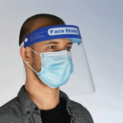 Printed Face Shield with Blue Strip  Black and White London