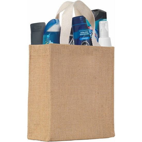 Egerton Jute Mini Gift Bag 14x15 Jute with Starch Backing Black and White London
