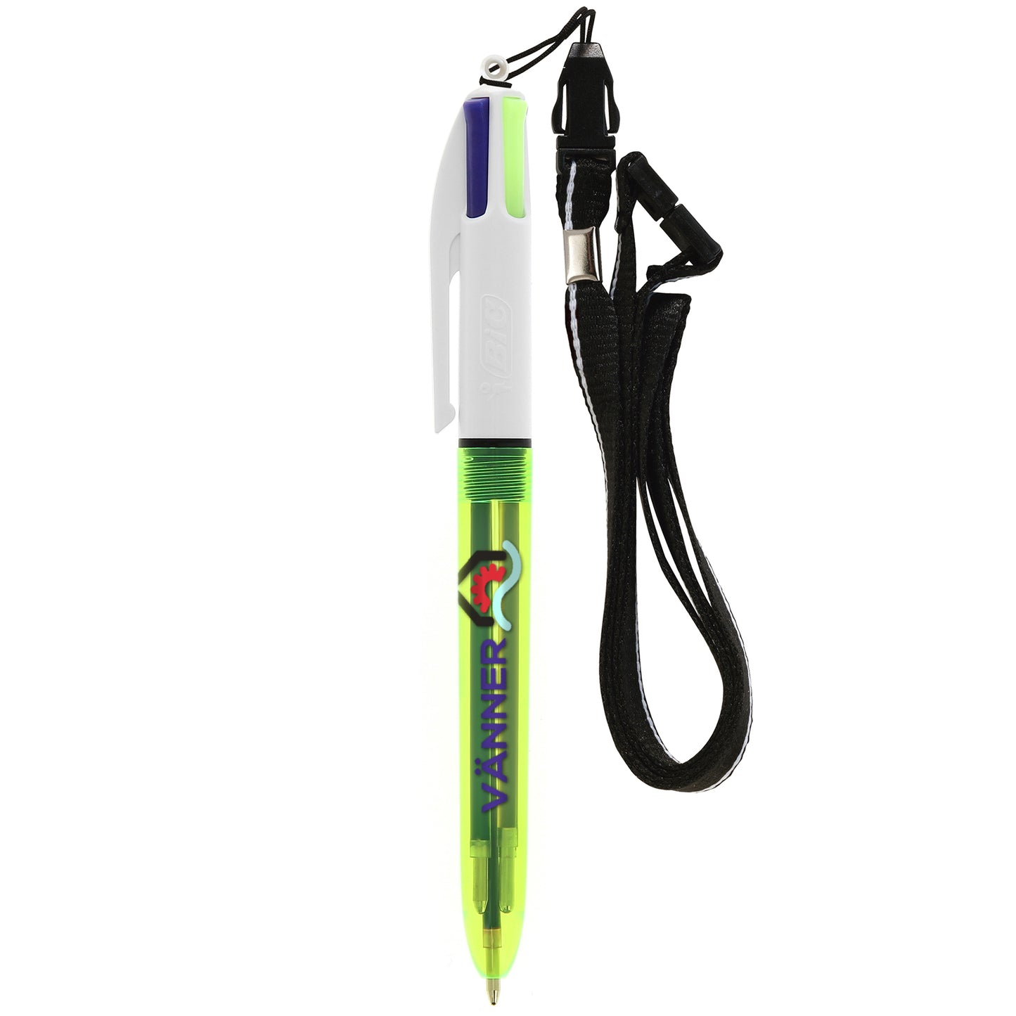BIC® 4 Colours Fluo ballpen + lanyard BIC® Stationery Black and White London