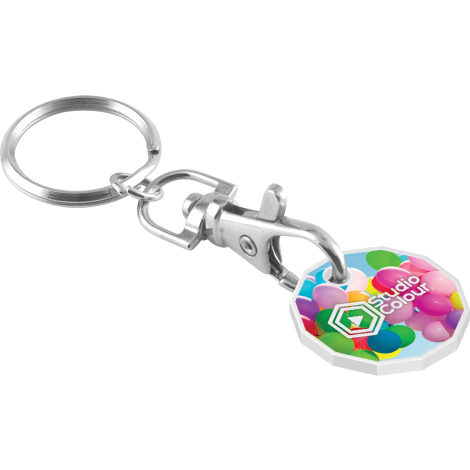 Recycled Plastic Trolley Coin Keyrings Black and White London