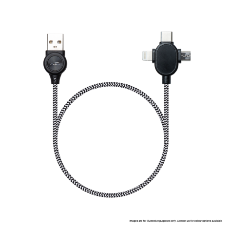 LipaNoi 3-in-1 Charging & Data Cable  Black and White London