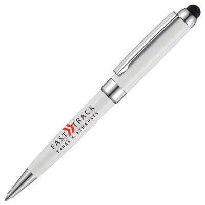 Aston Stylus Ball Pen Plastic Pens Black and White London