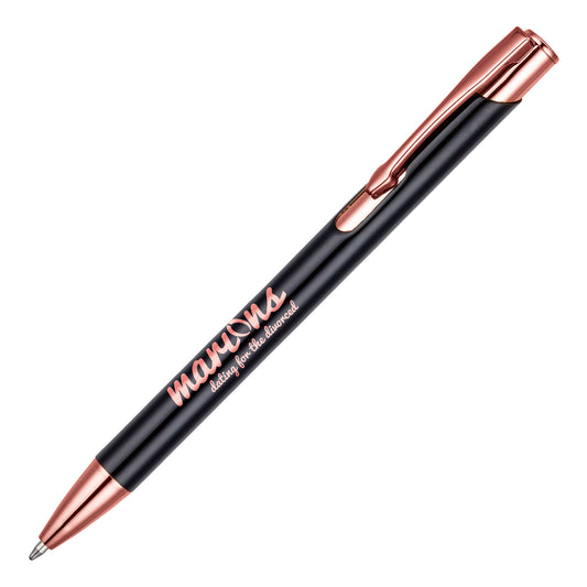 Beck Rose Gold Ball Pen Metal Pens Black and White London