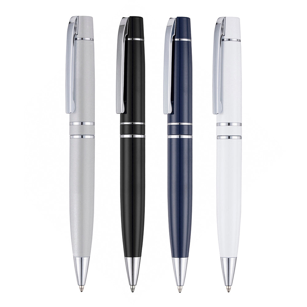 Duke Hinged Clip Ballpen  Black and White London