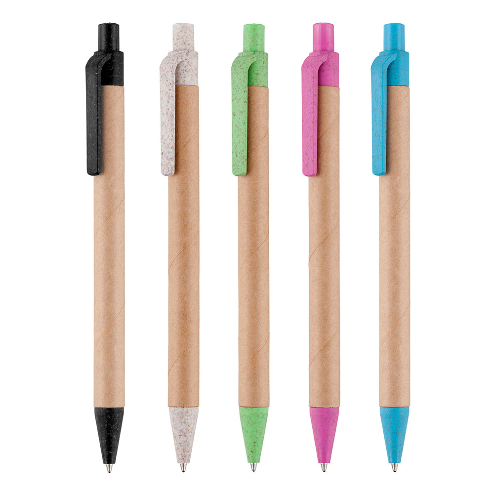 Ayr Card Pen with Wheat Trim Eco Pens Black and White London