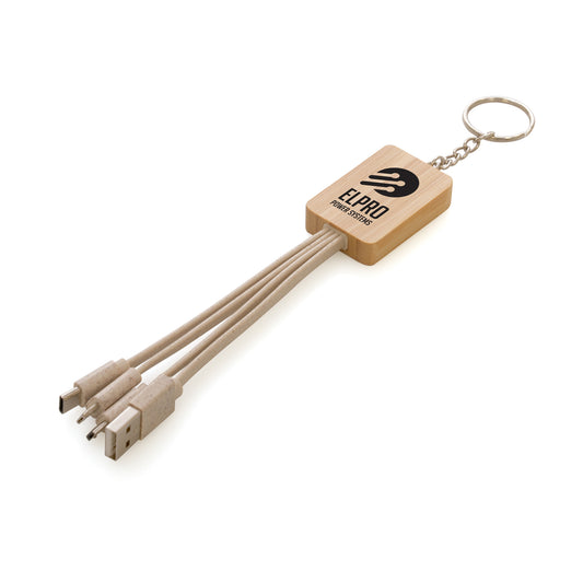 Rectangle Bamboo & Wheat Straw Keyring  Black and White London