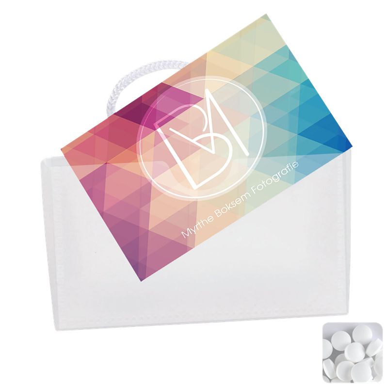 PVC bag with business card pocket and mints  Black and White London