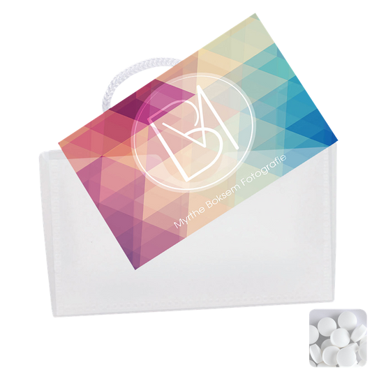 PVC bag with business card pocket and mints  Black and White London