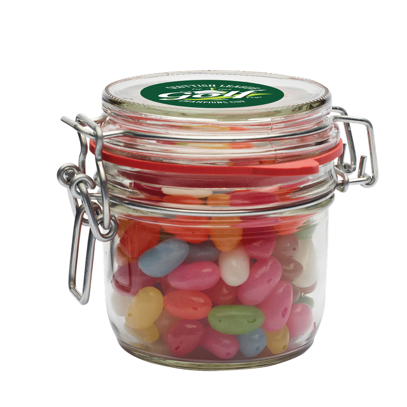 500g Glass jar filled with jelly beans Sweets & Confectionery Black and White London